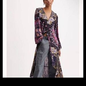 Free People Floral Maxi Dress - Black and Purple